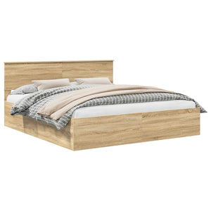 Struttura del letto con testiera Rovere Sonoma 200 x 200 cm 3408636