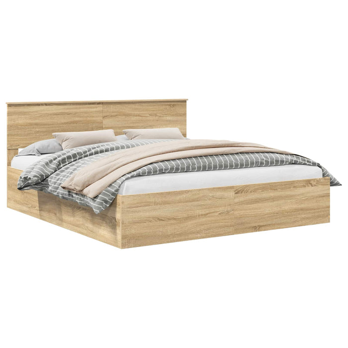 Struttura del letto con testiera Rovere Sonoma 200 x 200 cm 3408636