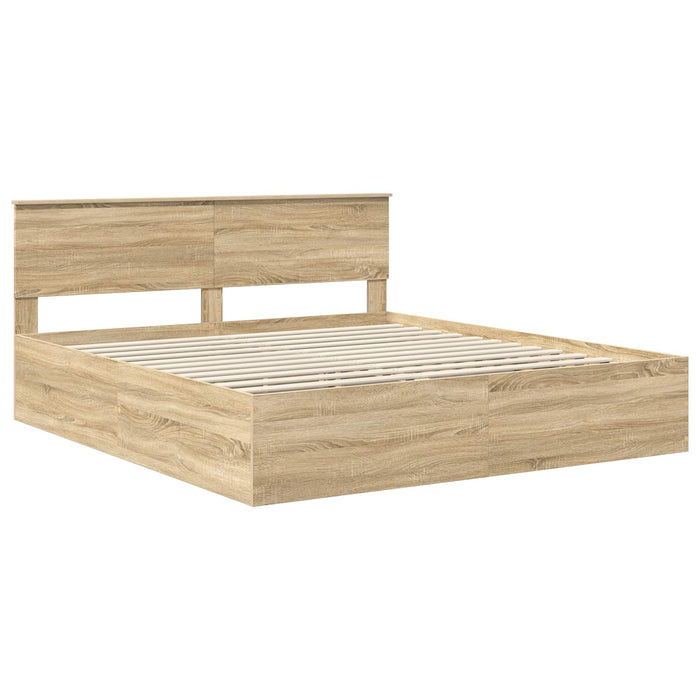 Struttura del letto con testiera Rovere Sonoma 200 x 200 cm 3408636