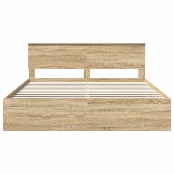 Struttura del letto con testiera Rovere Sonoma 200 x 200 cm 3408636