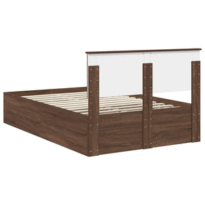 Struttura del letto con testiera Rovere Marrone 135 x 190 cm 3408682