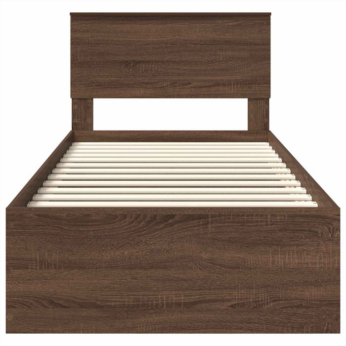 Struttura del letto con testiera Rovere Marrone 90 x 200 cm 3408717