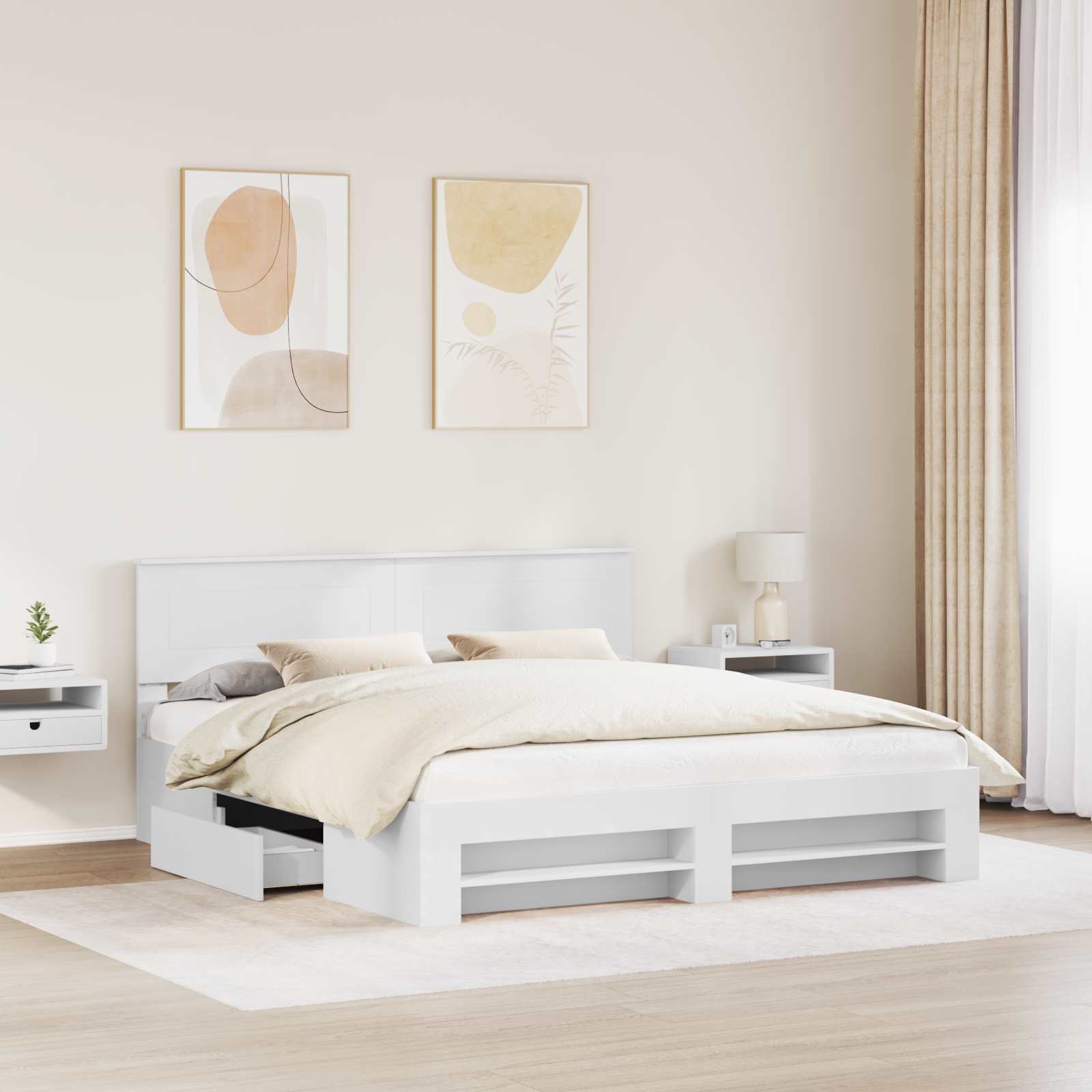 Struttura del letto Bianco 200 x 200 cm Legno multistrato 3408725