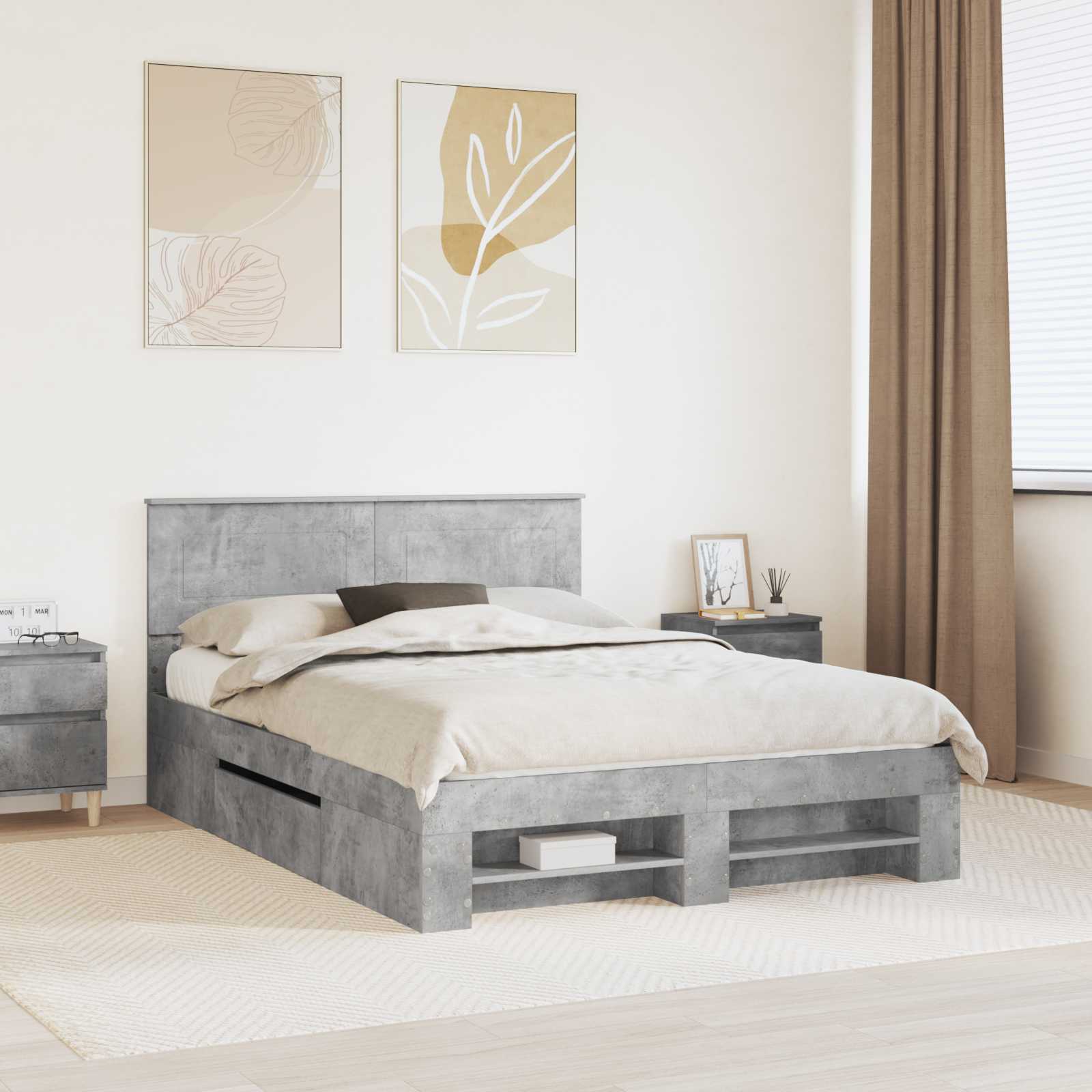 Struttura del letto con testiera Grigio cemento 160 x 200 cm 3408742
