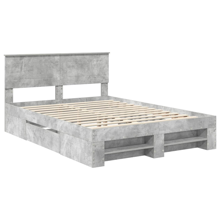 Struttura del letto con testiera Grigio cemento 160 x 200 cm 3408742