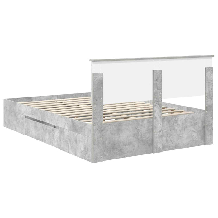 Struttura del letto con testiera Grigio cemento 160 x 200 cm 3408742