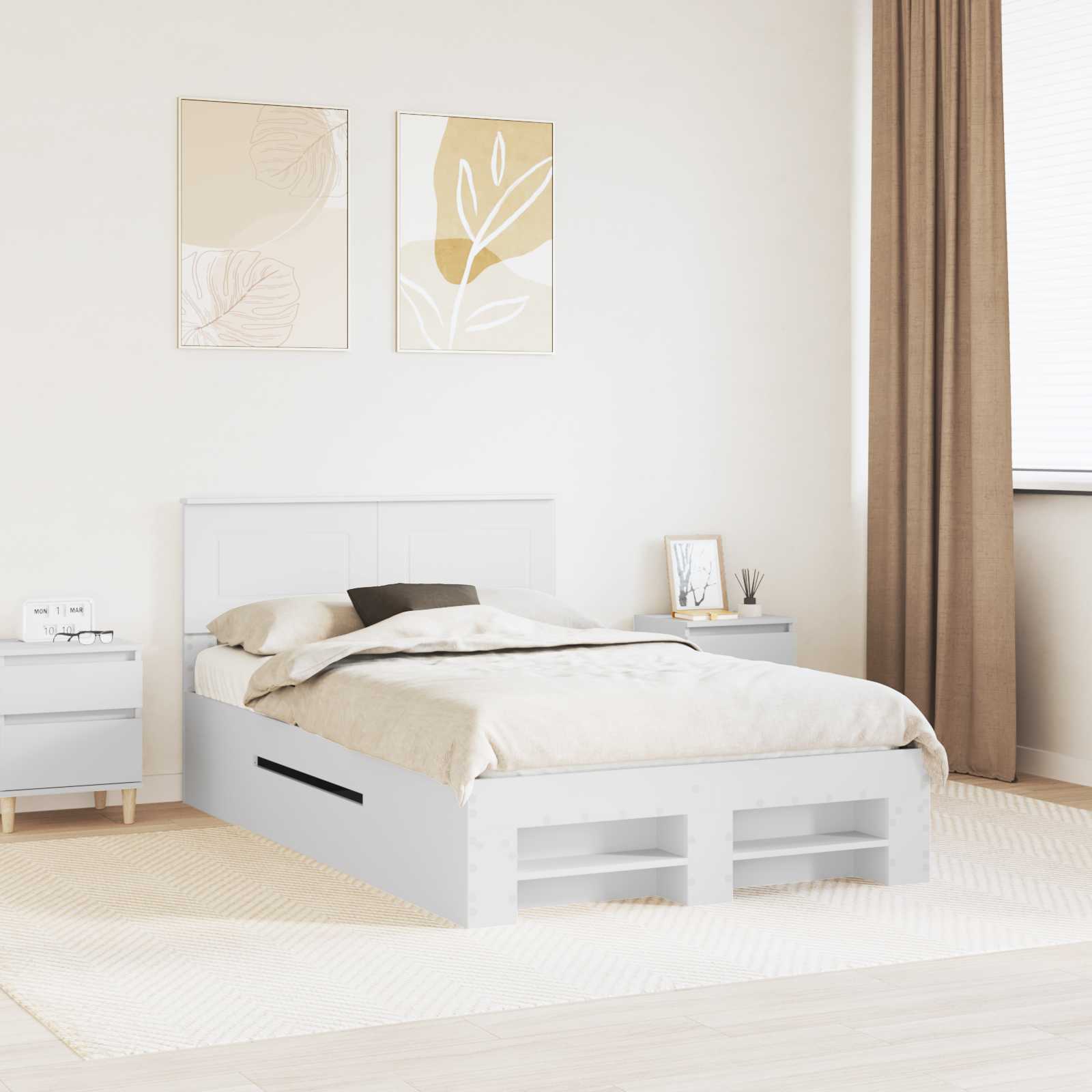 Struttura del letto Bianco 137 x 203 cm Legno multistrato 3408767