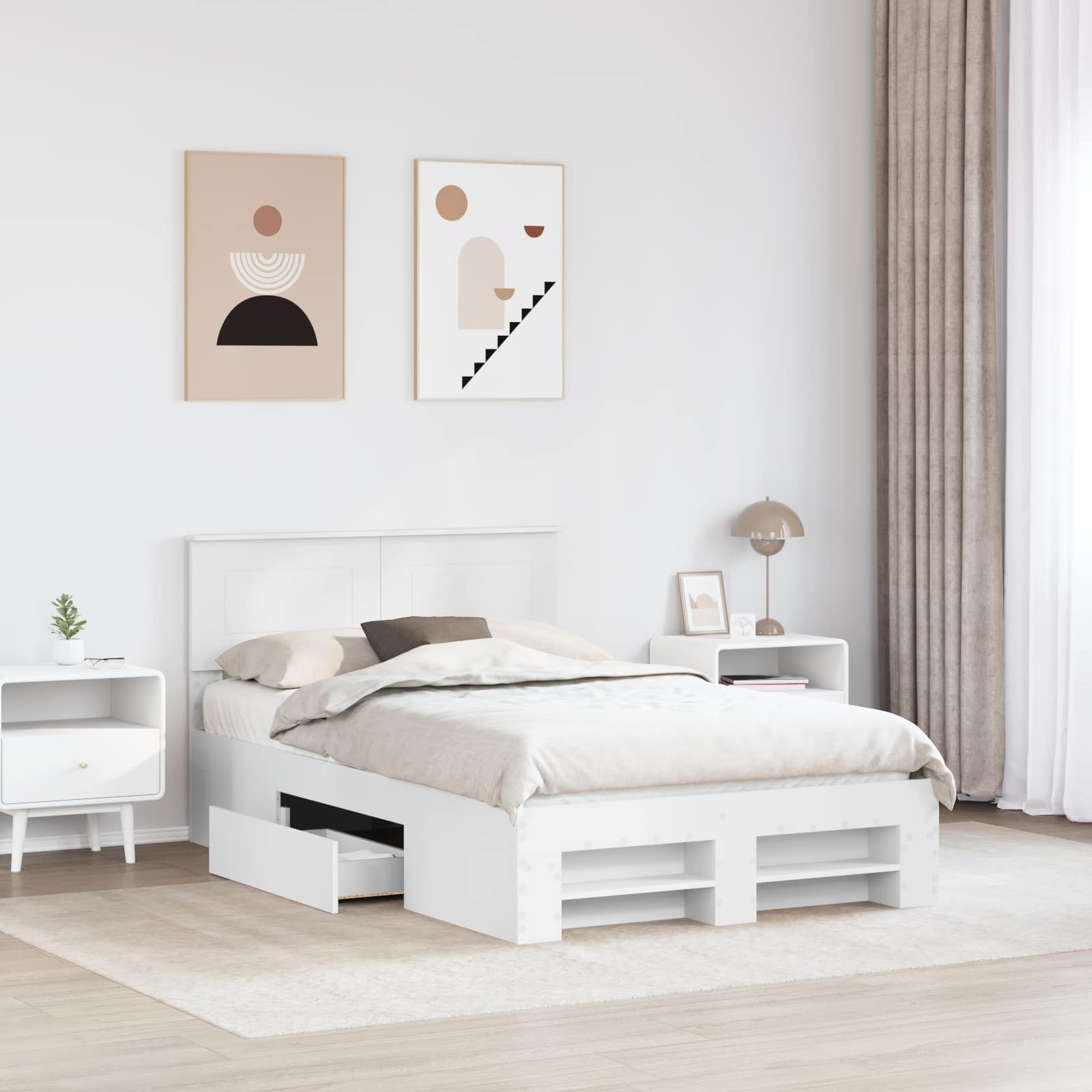 Struttura del letto Bianco 137 x 203 cm Legno multistrato 3408767