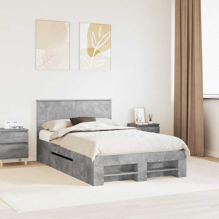 Struttura del letto con testiera Grigio cemento 137 x 203 cm 3408770