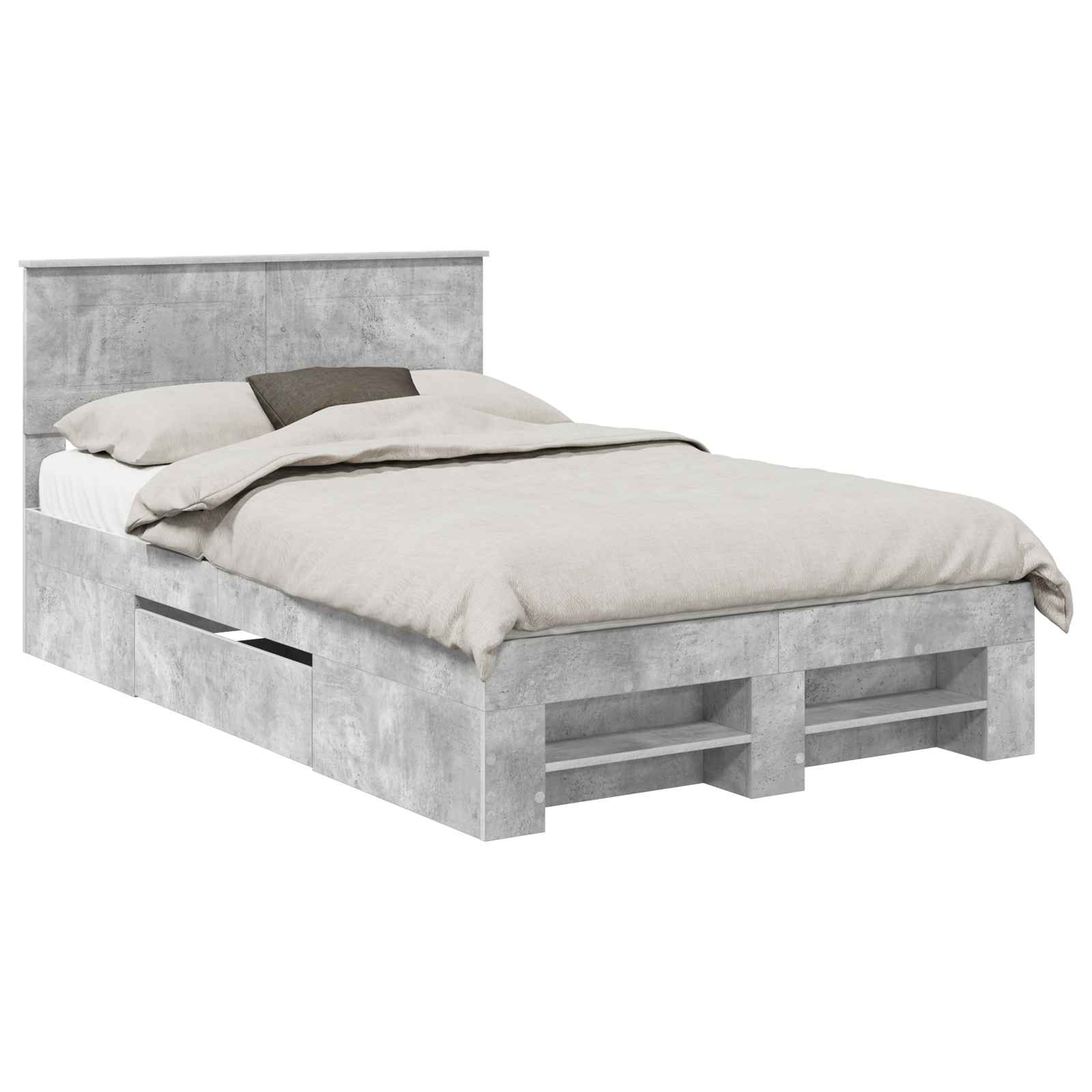 Struttura del letto con testiera Grigio cemento 137 x 203 cm 3408770