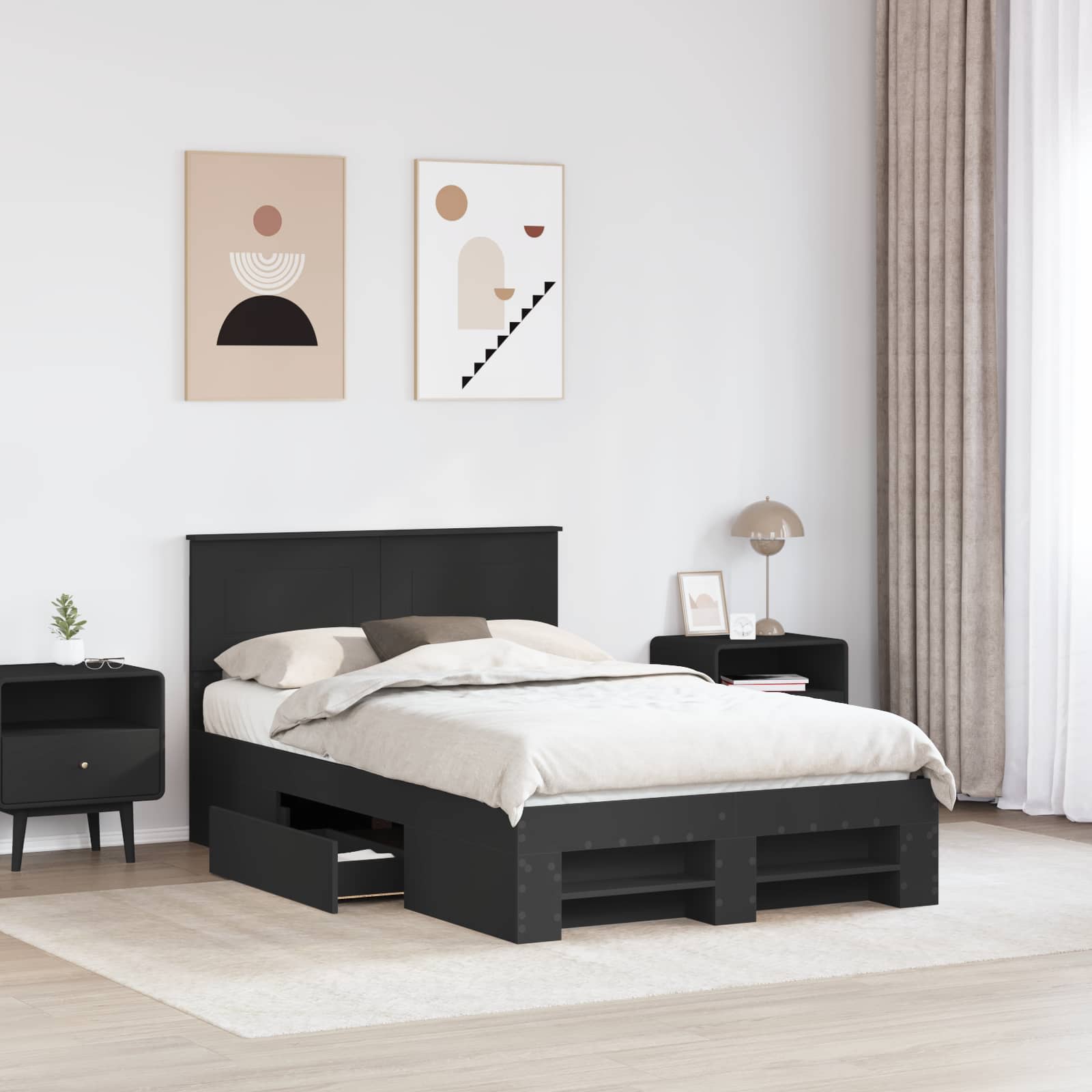 Struttura del letto Nero 120 x 200 cm Legno multistrato 3408775