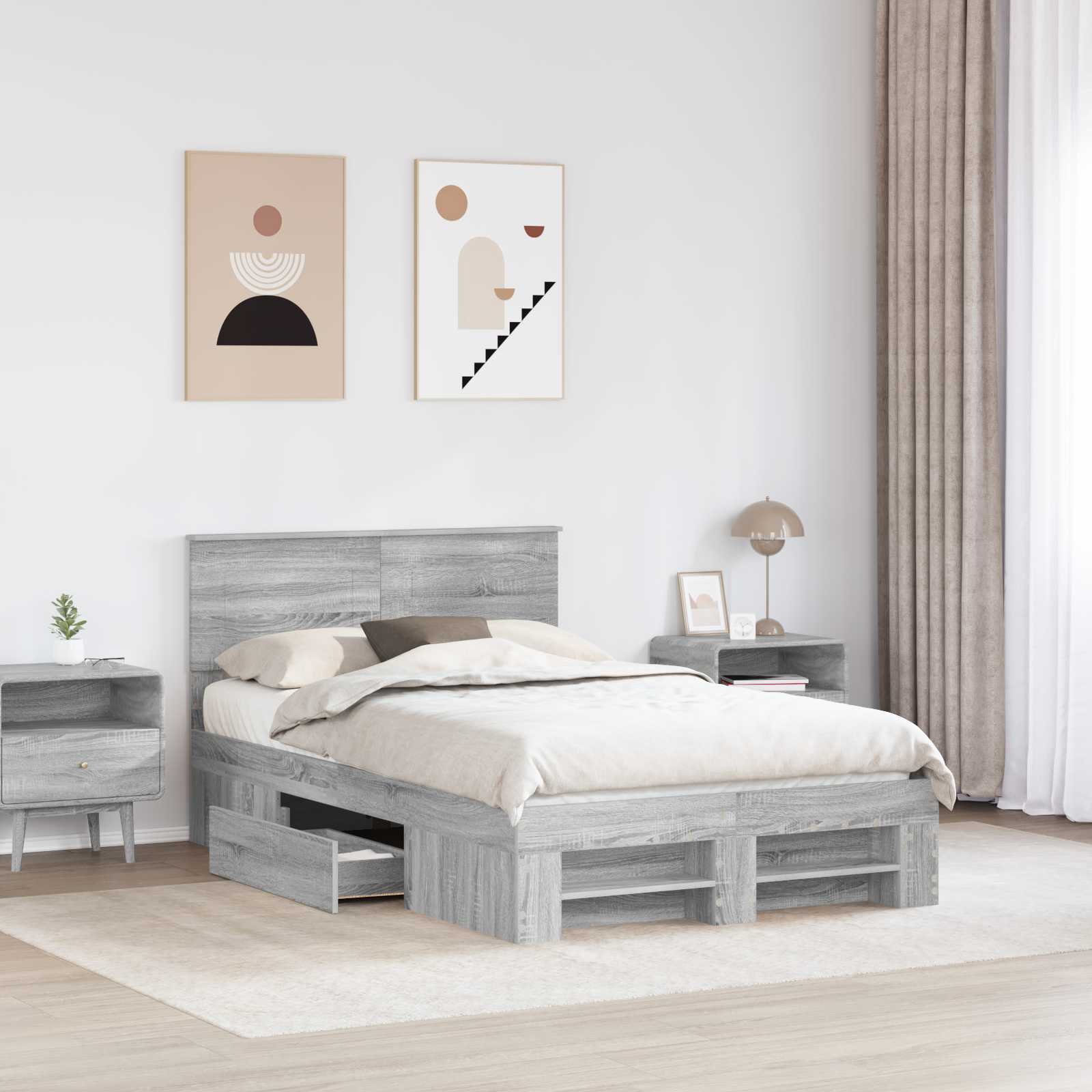 Struttura del letto con testiera Grigio Sonoma 120 x 200 cm