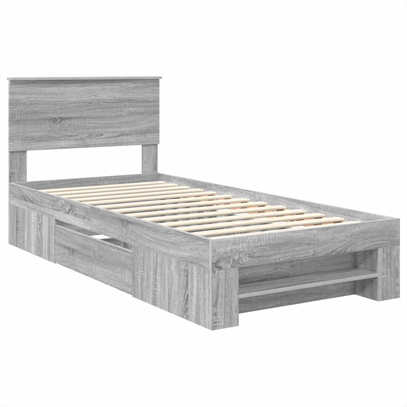 Struttura del letto Grigio Sonoma 100 x 200 m Legno multistrato 3408793