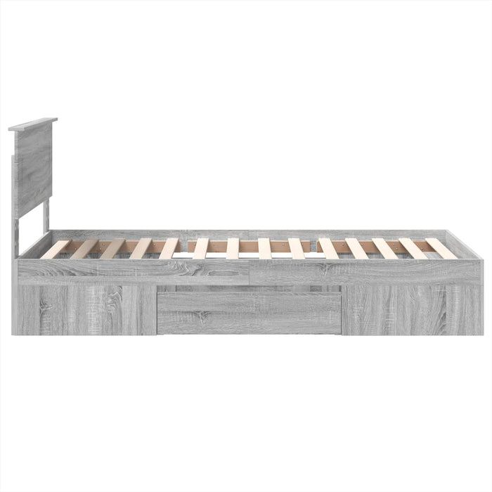 Struttura del letto Grigio Sonoma 100 x 200 m Legno multistrato 3408793