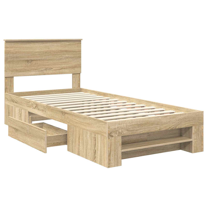 Struttura del letto Rovere Sonoma 90 x 200 cm Legno multistrato 3408797