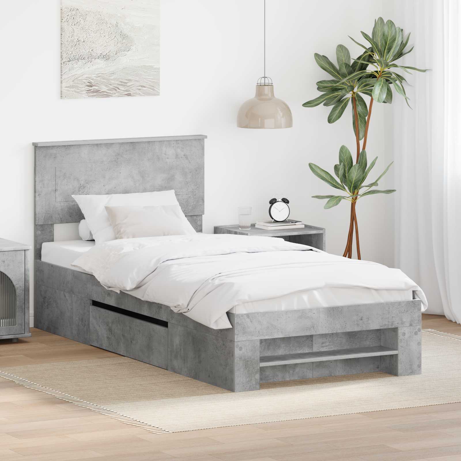 Struttura del letto con testiera Grigio cemento 80 x 200 cm 3408812