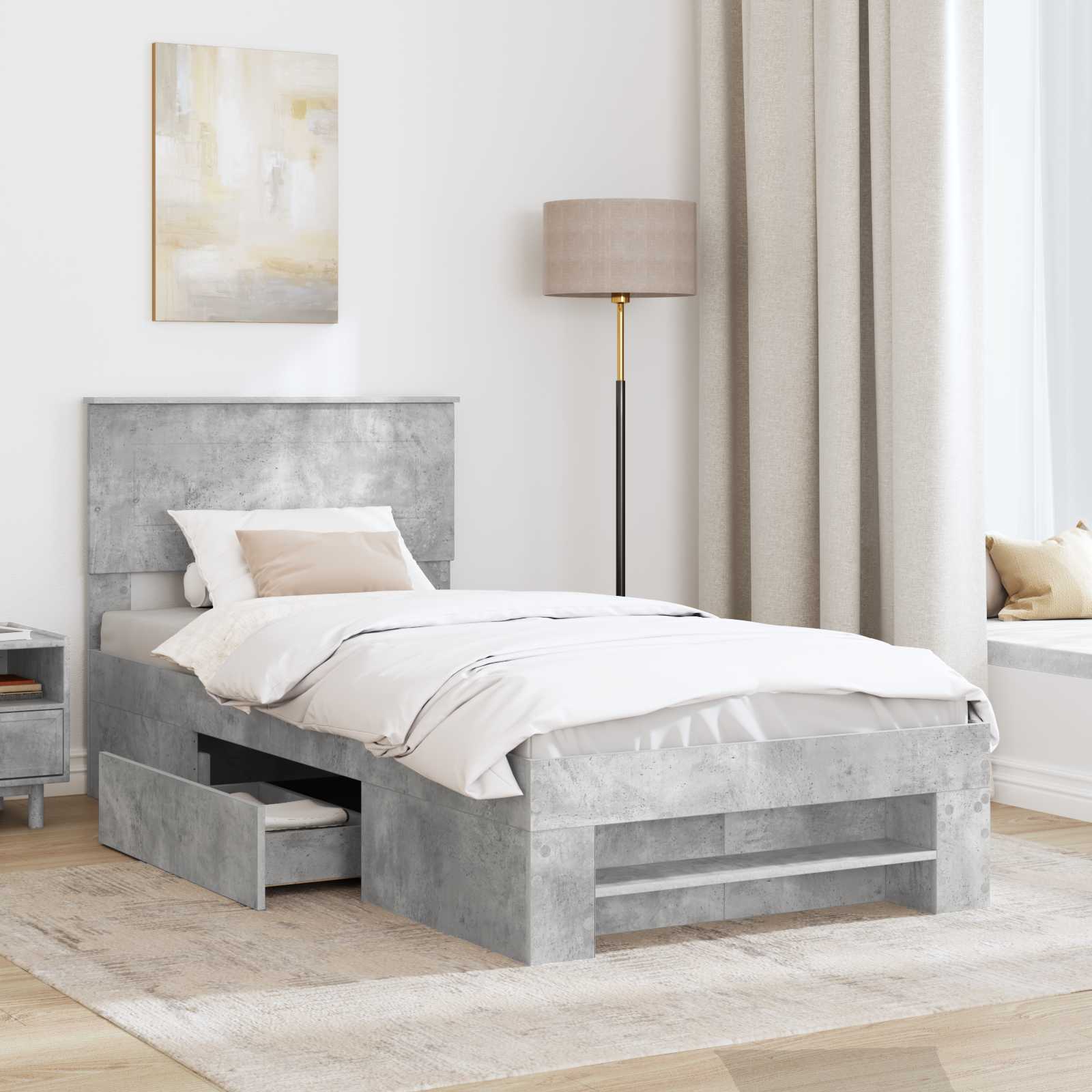 Struttura del letto con testiera Grigio cemento 80 x 200 cm 3408812