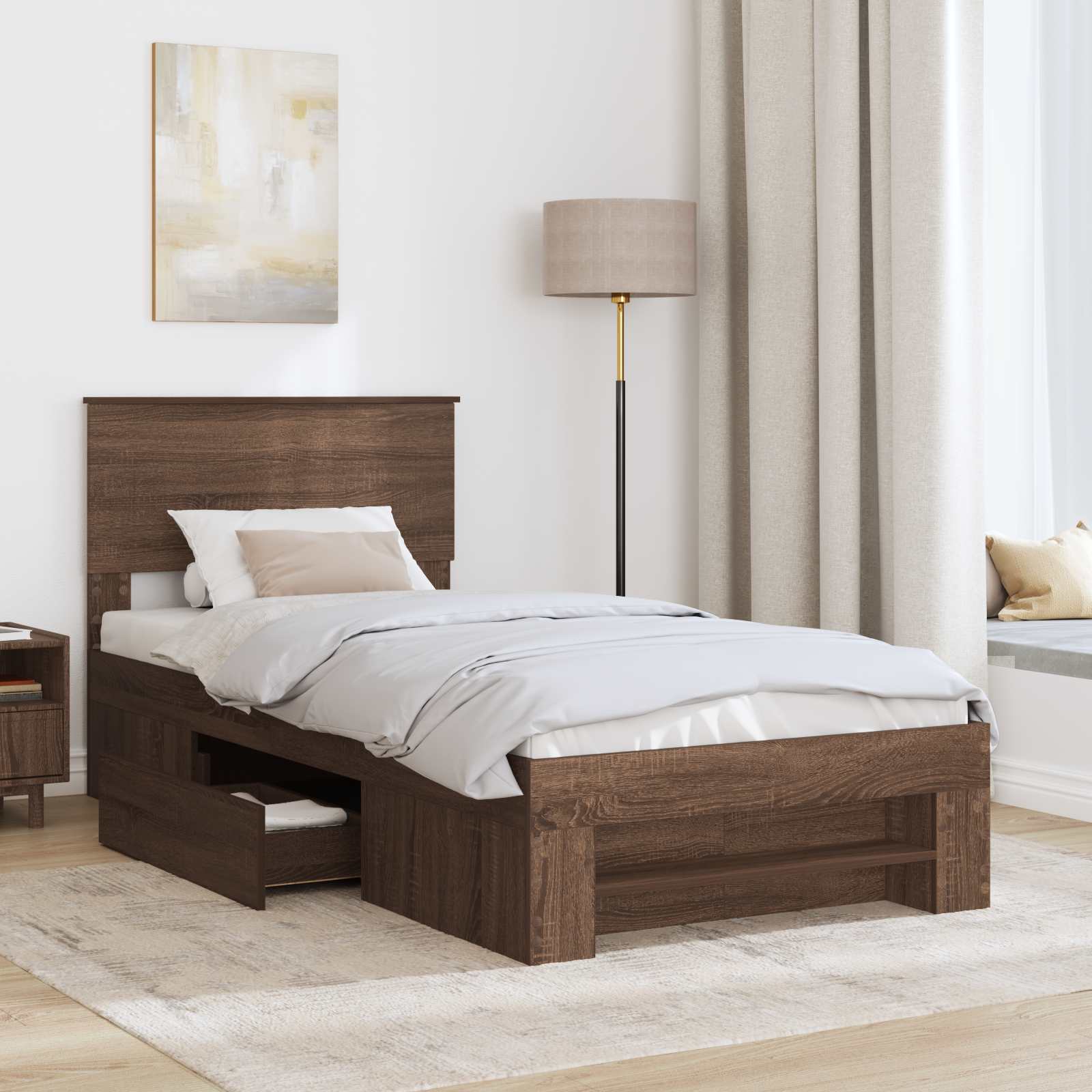Struttura del letto con testiera Rovere Marrone 80 x 200 cm 3408815