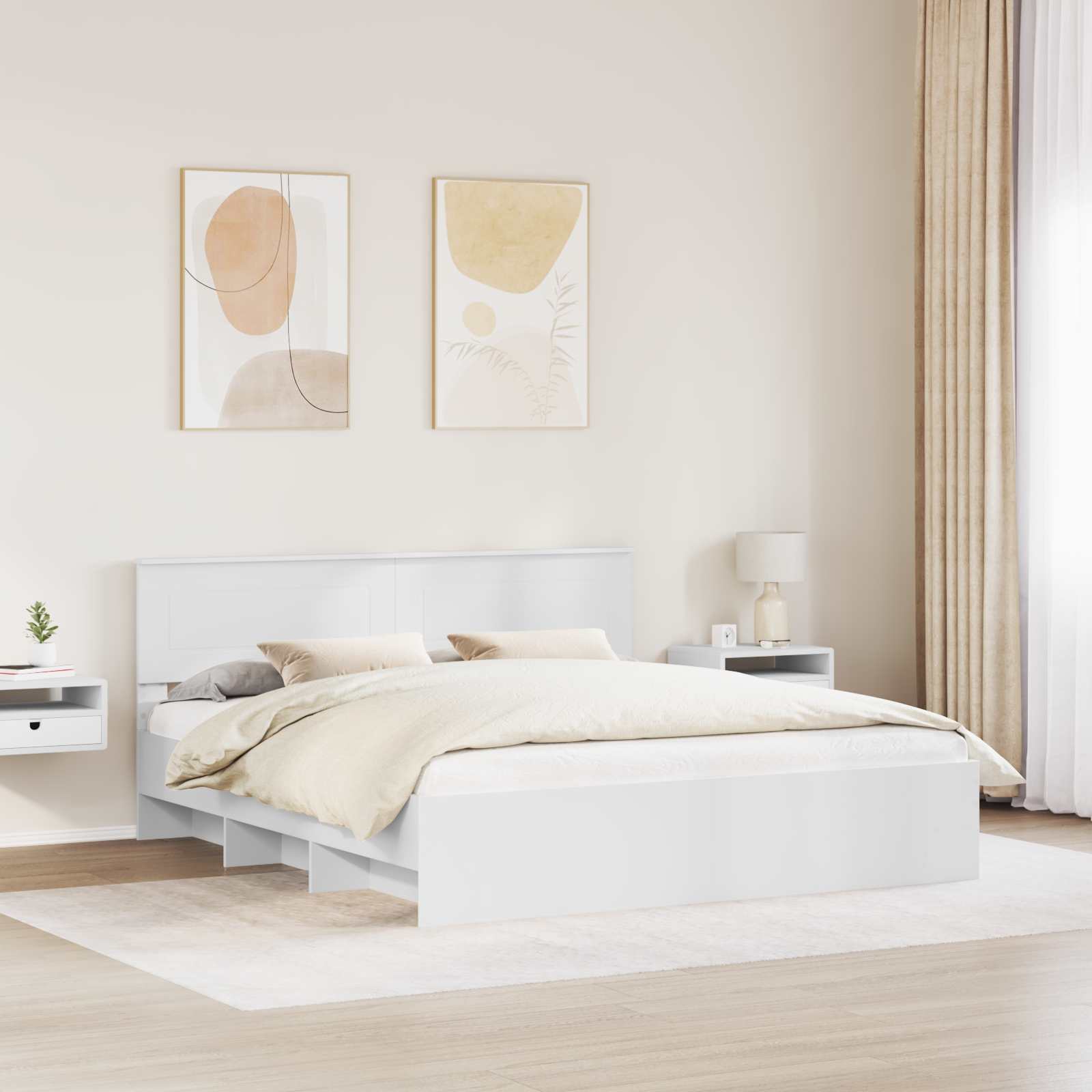 Struttura del letto Bianco 200 x 200 cm Legno multistrato 3408816