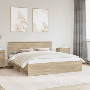 Struttura del letto con testiera Rovere Sonoma 200 x 200 cm 3408818