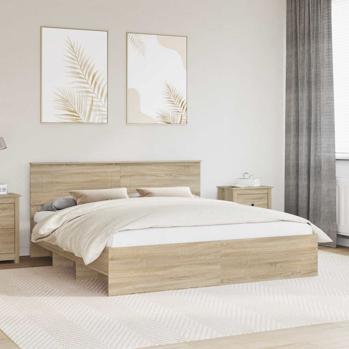 Struttura del letto con testiera Rovere Sonoma 200 x 200 cm 3408818
