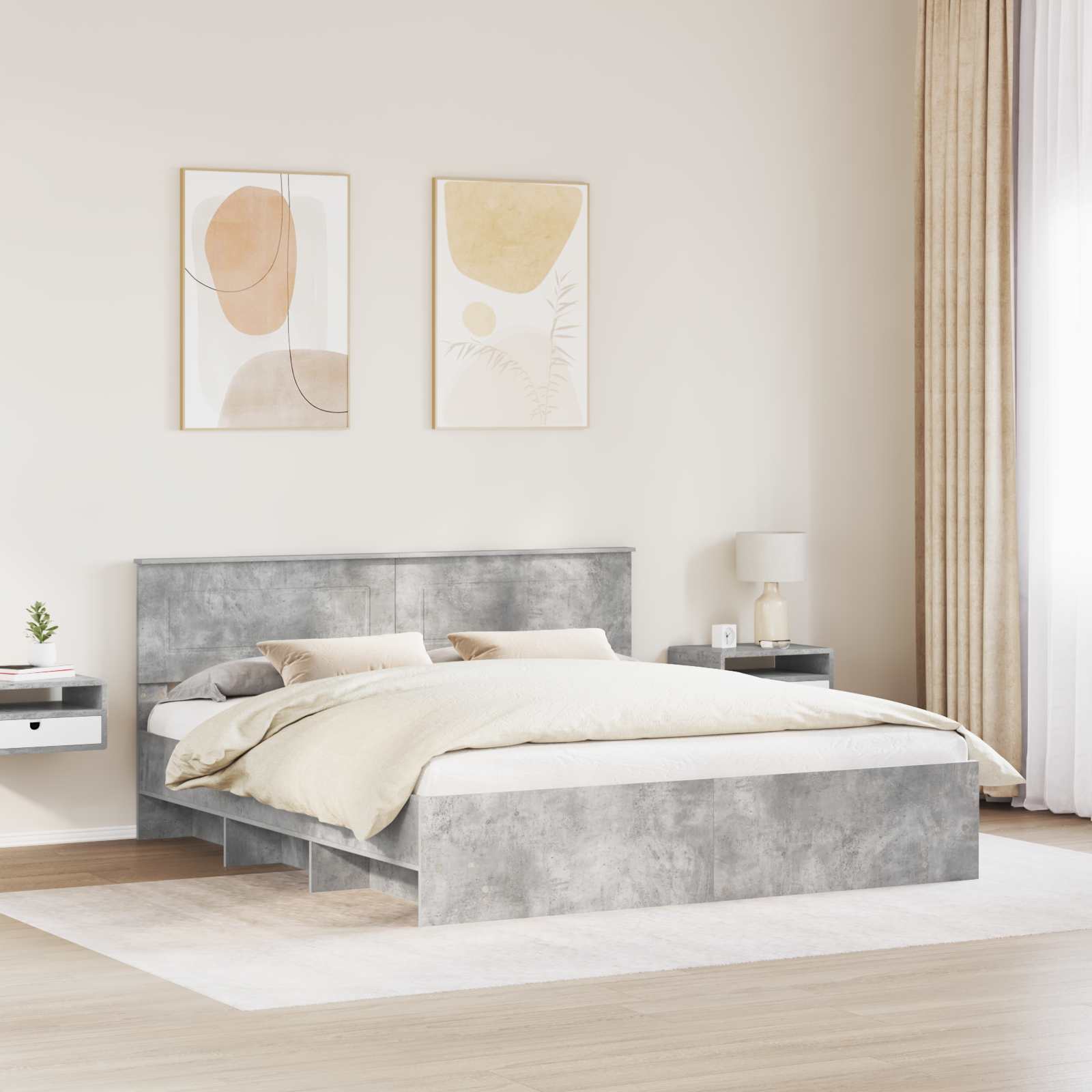 Struttura del letto con testiera Grigio cemento 200 x 200 cm 3408819