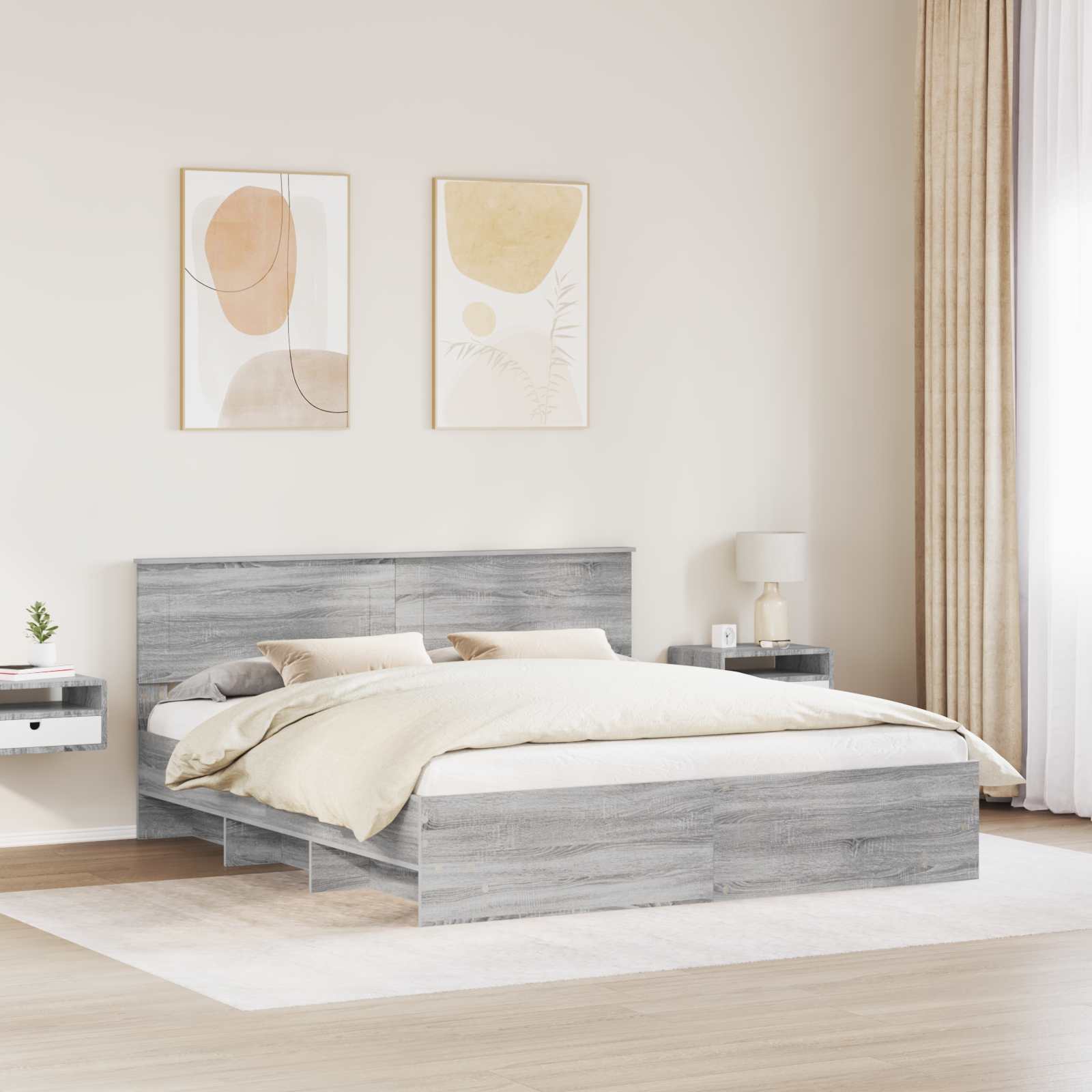 Struttura del letto con testiera Grigio Sonoma 200 x 200 cm 3408821