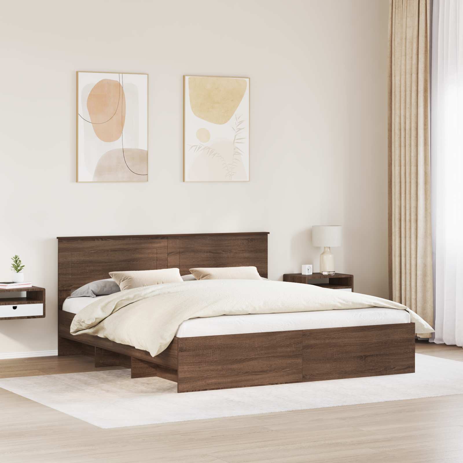 Struttura del letto con testiera Rovere Marrone 200 x 200 cm 3408822