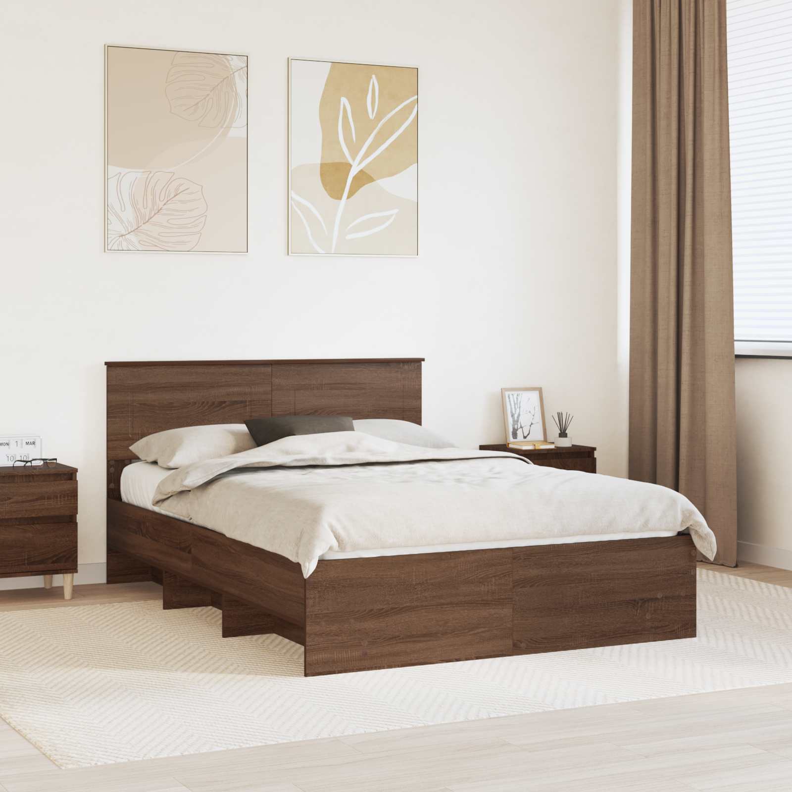 Struttura del letto con testiera Rovere Marrone 140 x 200 cm