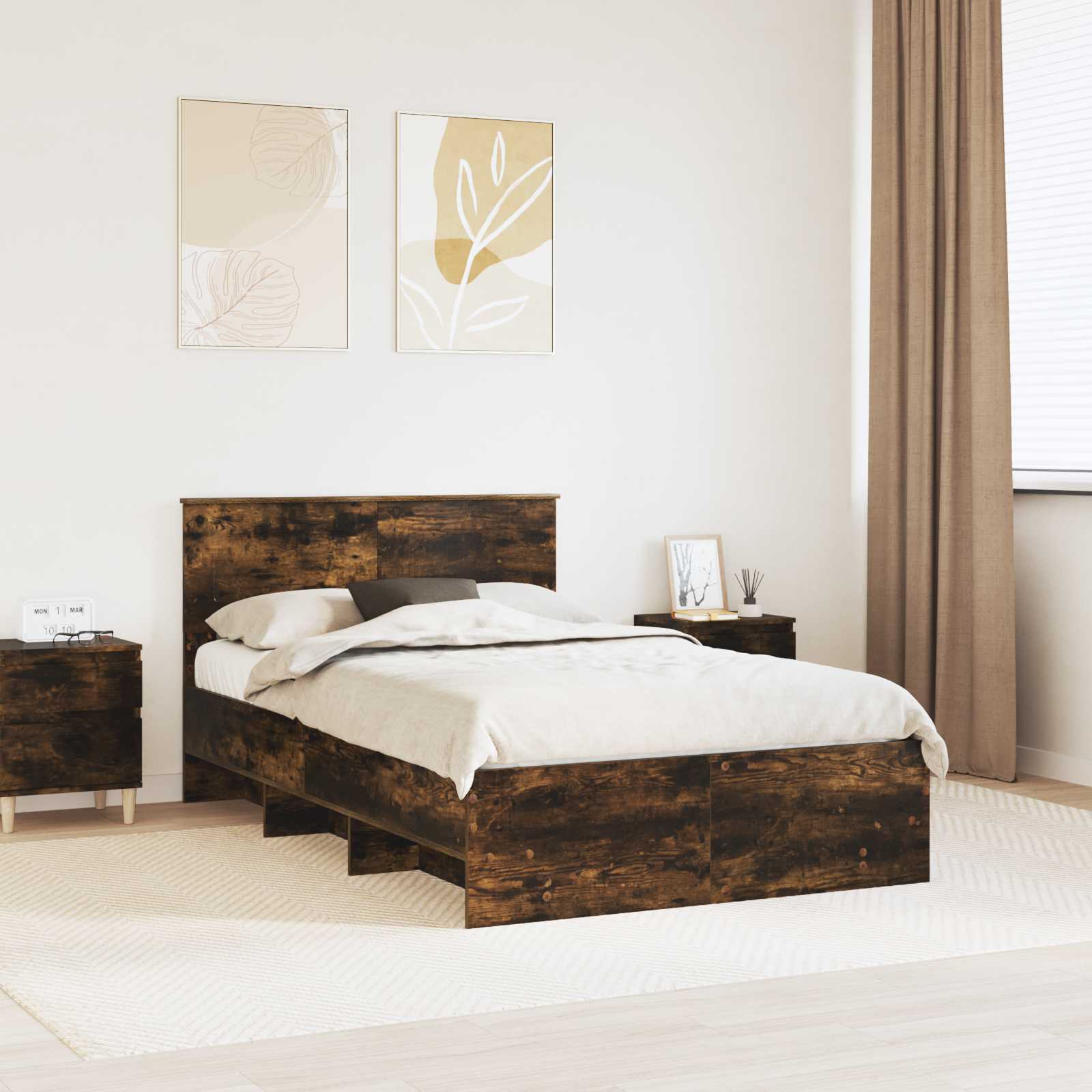 Struttura del letto Rovere fumé 137 x 203 cm Legno multistrato 3408862