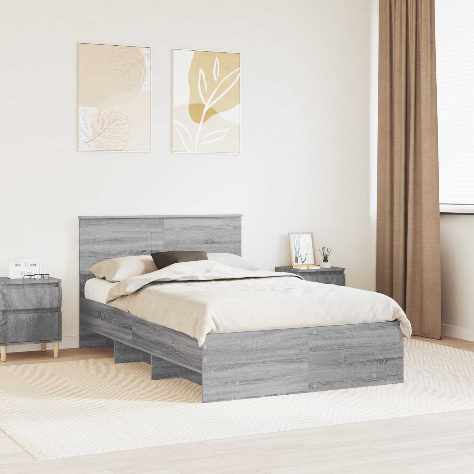 Struttura del letto con testiera Grigio Sonoma 137 x 203 cm 3408863