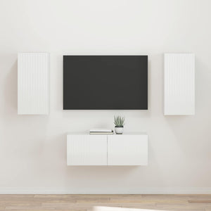 Set mobile TV 2 pcs Bianco Lucido Legno multistrato 3408965