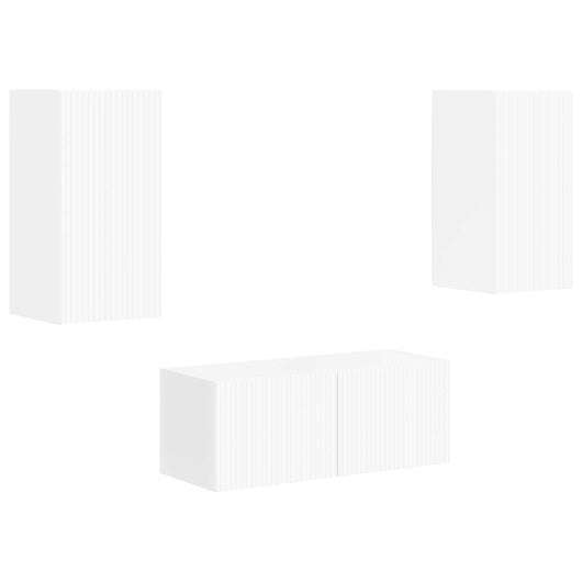 Set mobile TV 2 pcs Bianco Lucido Legno multistrato 3408965