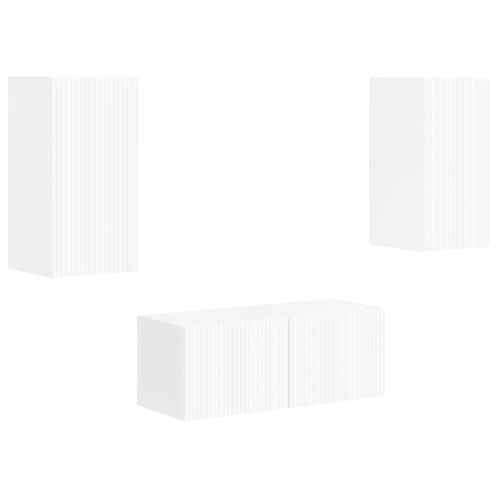 Set mobile TV 2 pcs Bianco Lucido Legno multistrato 3408965