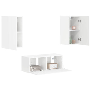 Set mobile TV 2 pcs Bianco Lucido Legno multistrato 3408965