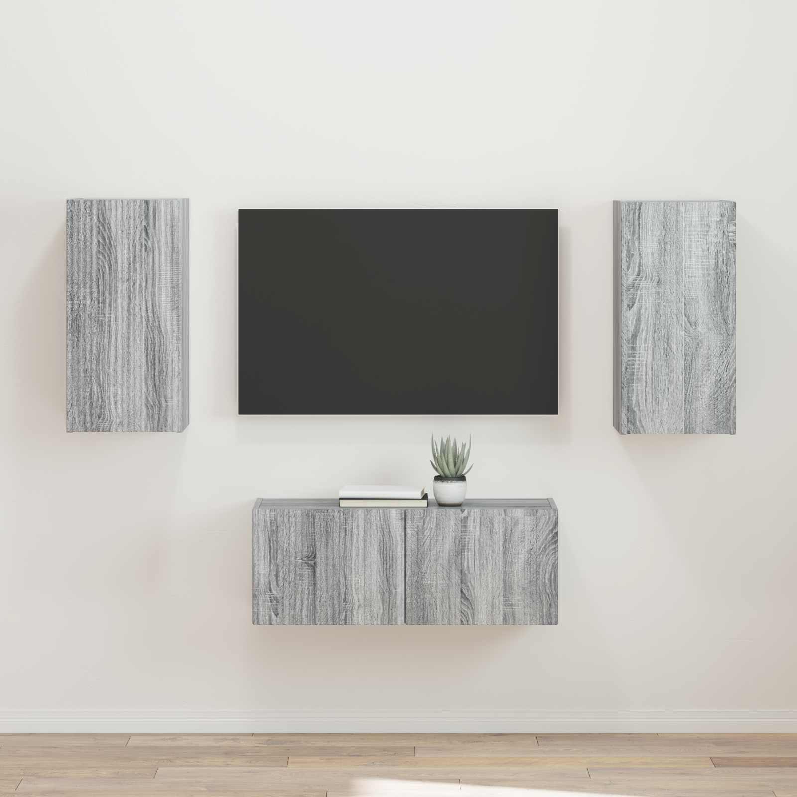 Set mobile TV 2 pcs Grigio Sonoma Legno multistrato 3408967