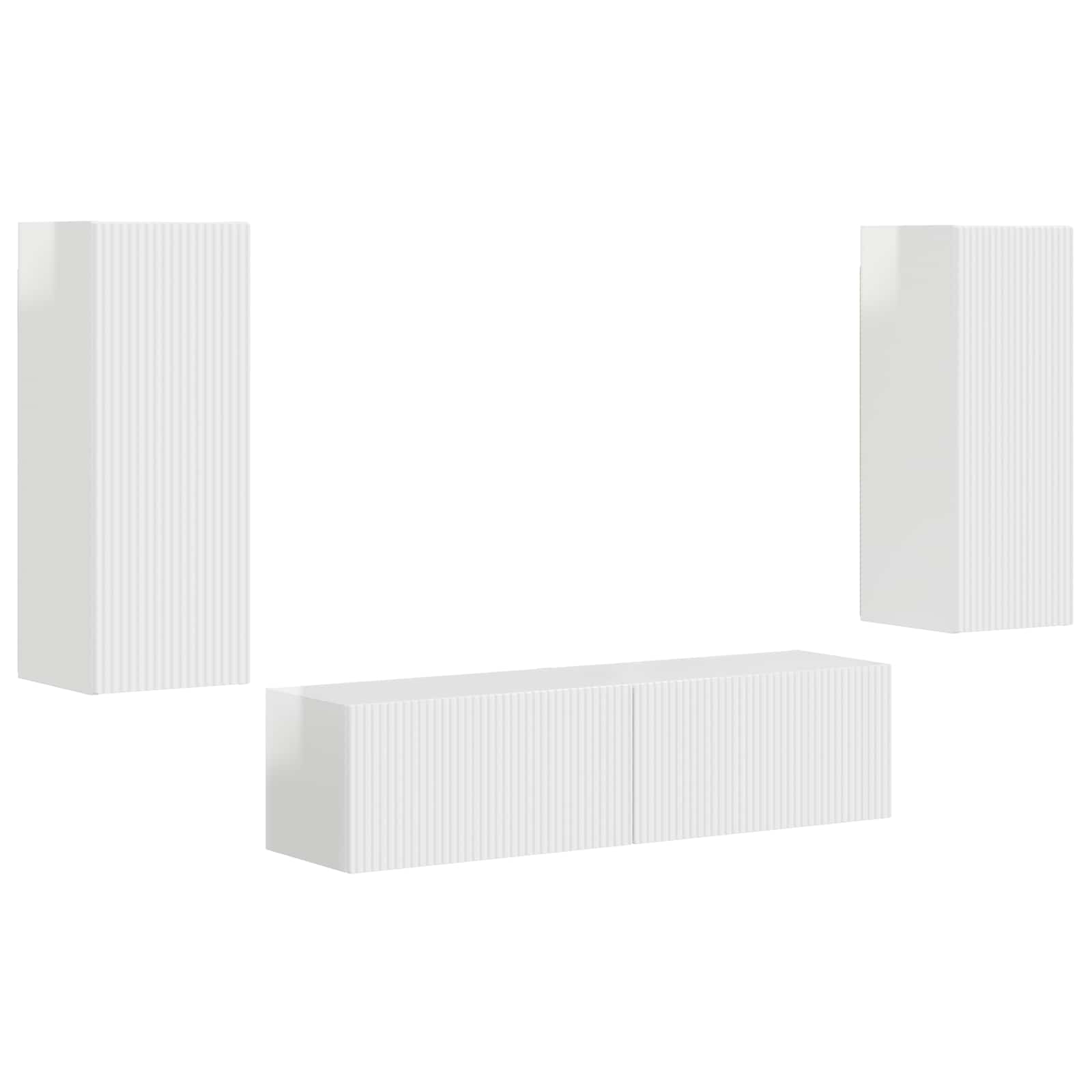 Set mobile TV 2 pcs Bianco Lucido Legno multistrato 3408974