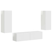 Set mobile TV 2 pcs Bianco Lucido Legno multistrato 3408974
