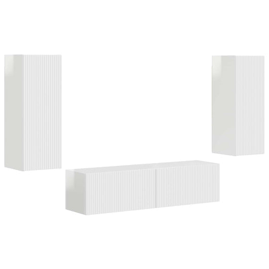 Set mobile TV 2 pcs Bianco Lucido Legno multistrato 3408974