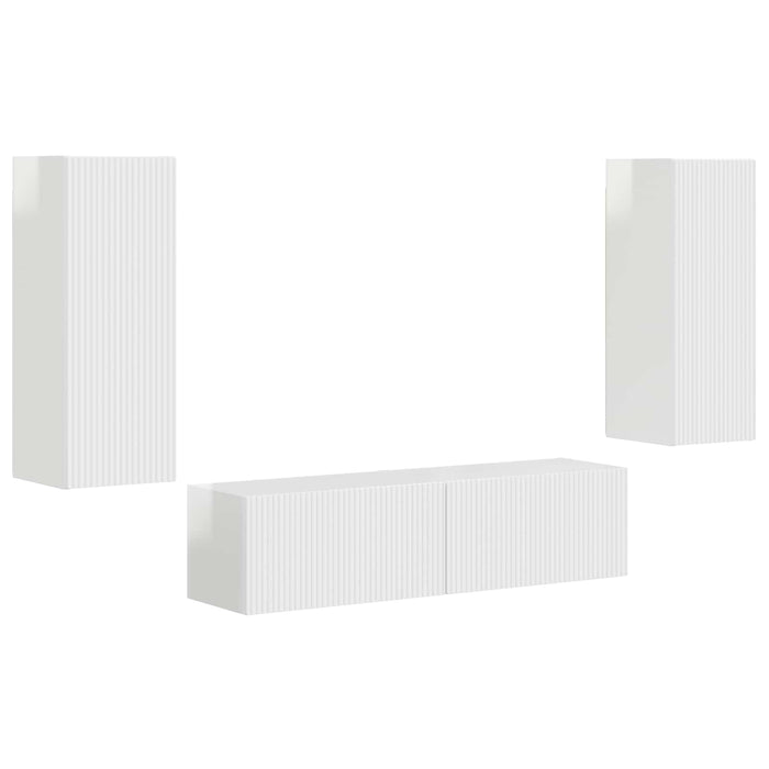Set mobile TV 2 pcs Bianco Lucido Legno multistrato 3408974