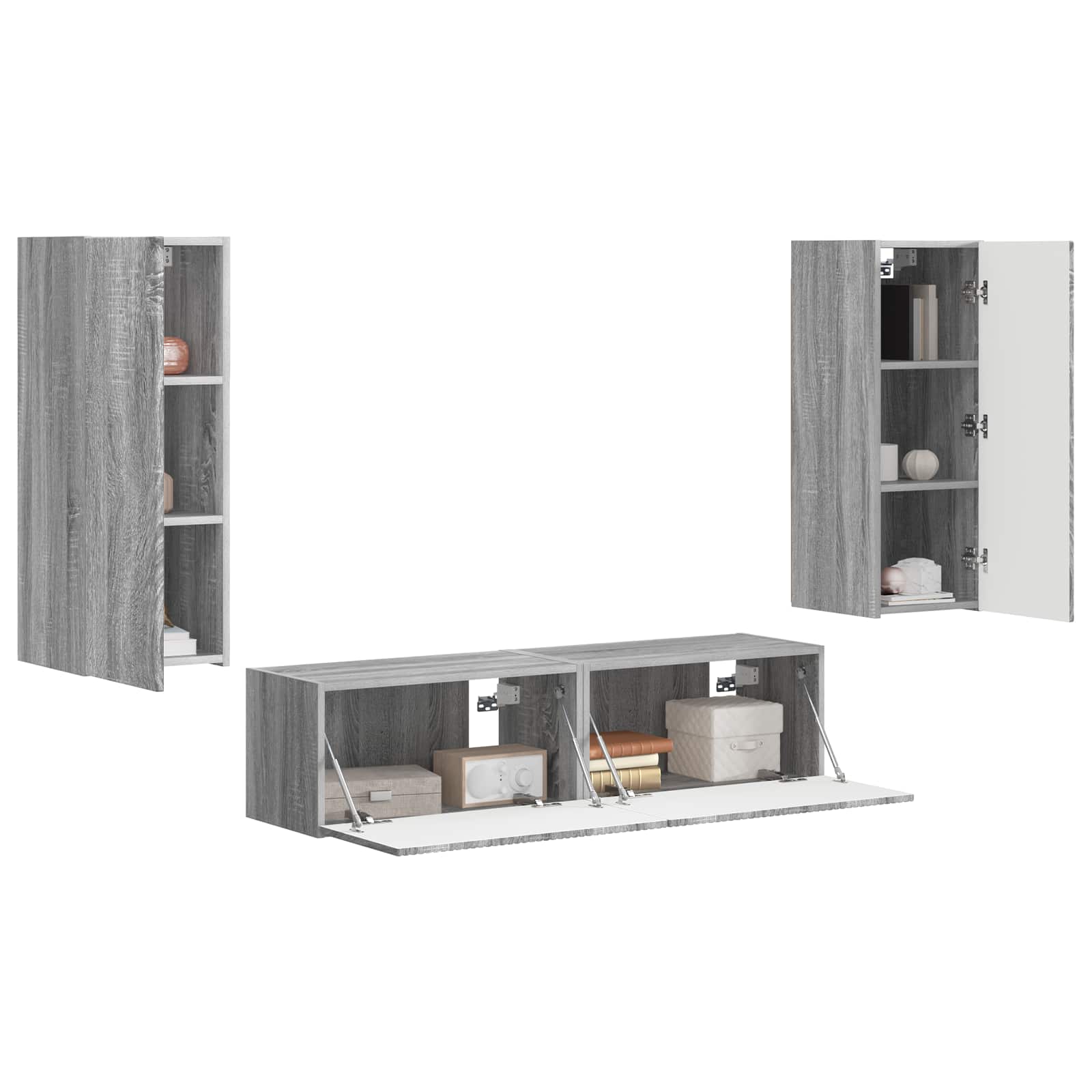 Set mobile TV 2 pcs Grigio Sonoma Legno multistrato 3408976
