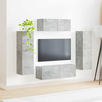 Set mobile TV 3 pcs Grigio cemento Legno multistrato 3408982