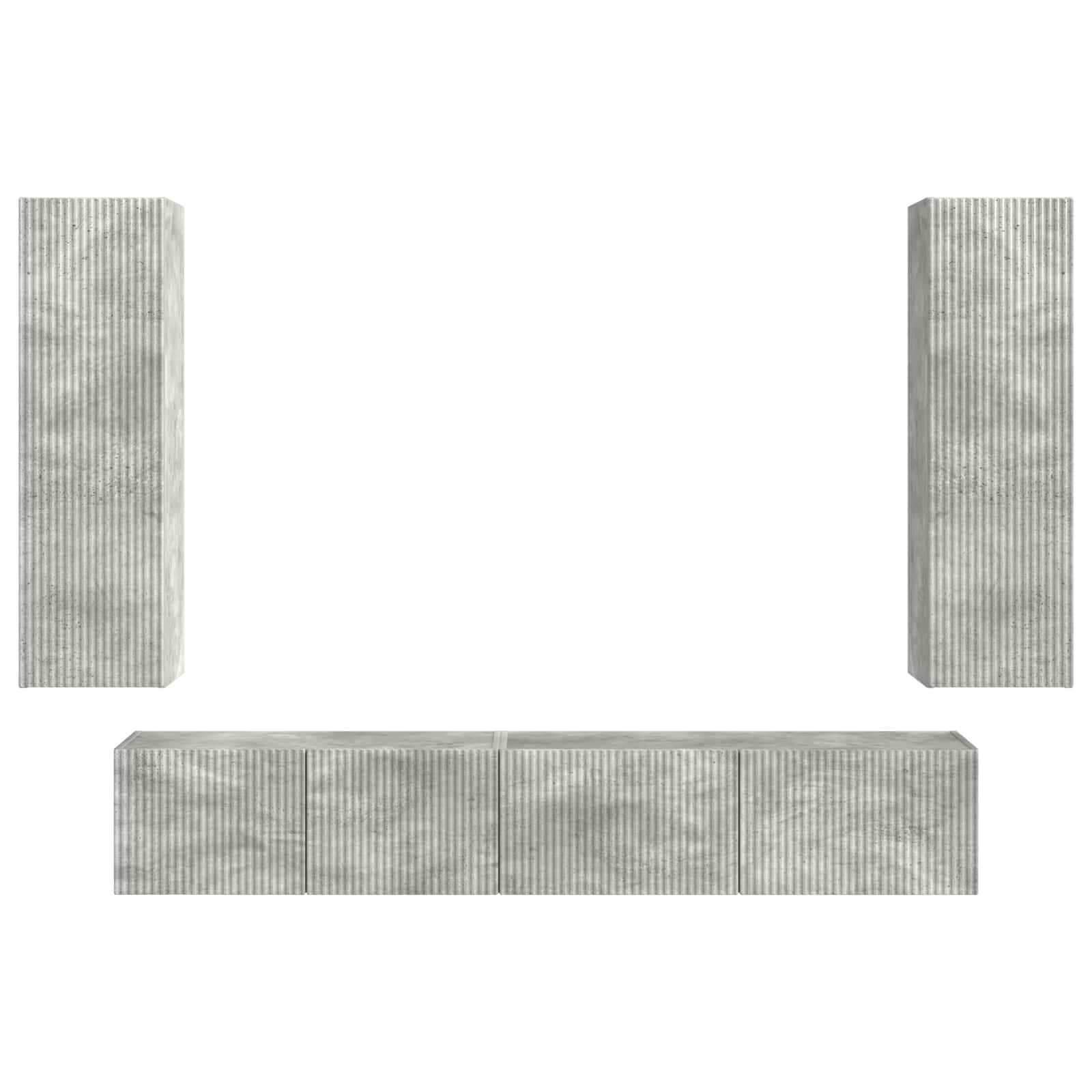 Set mobile TV 3 pcs Grigio cemento Legno multistrato 3408982