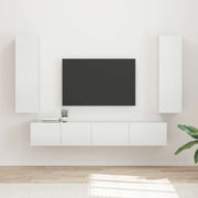 Set mobile TV 3 pcs Bianco Lucido Legno multistrato 3408983