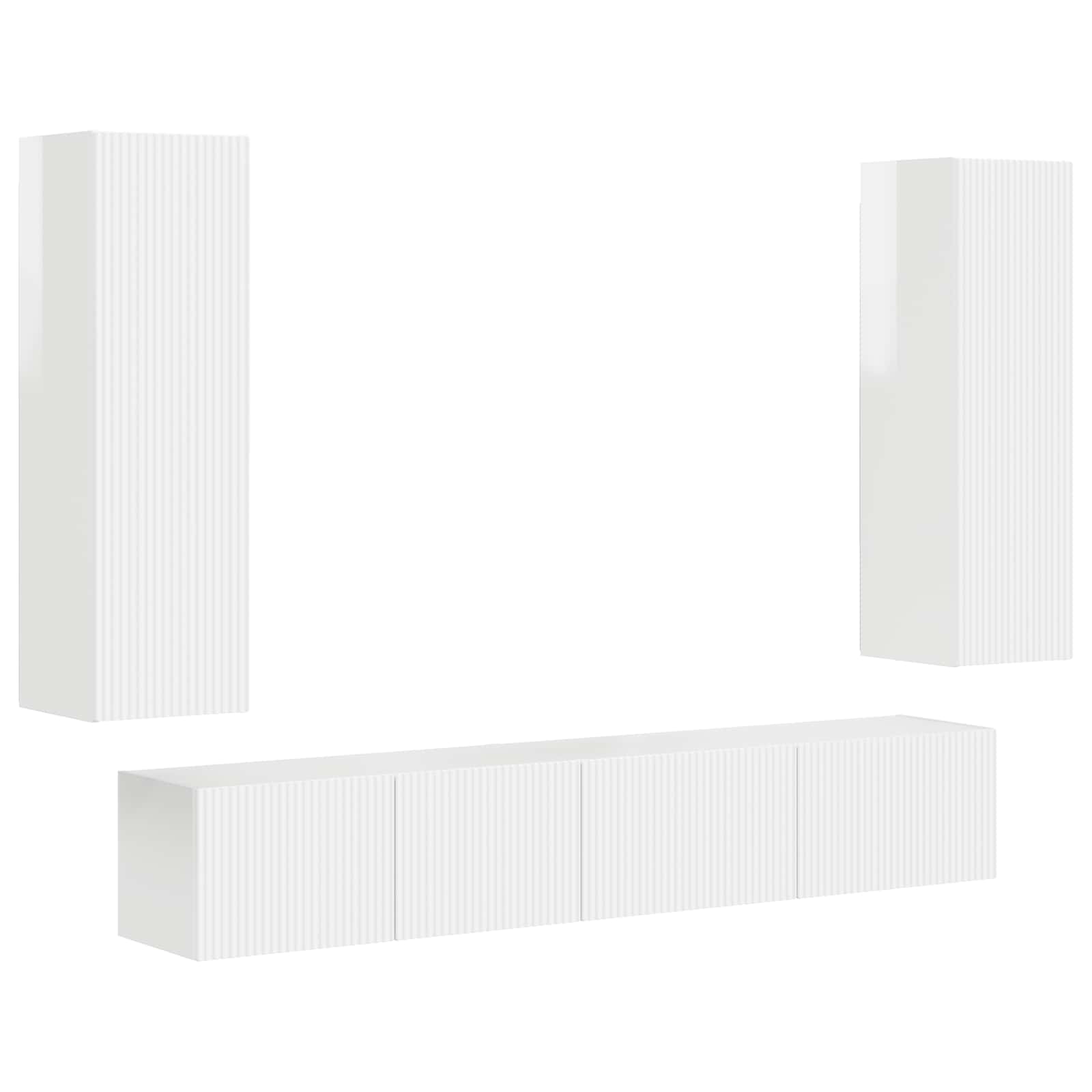 Set mobile TV 3 pcs Bianco Lucido Legno multistrato 3408983
