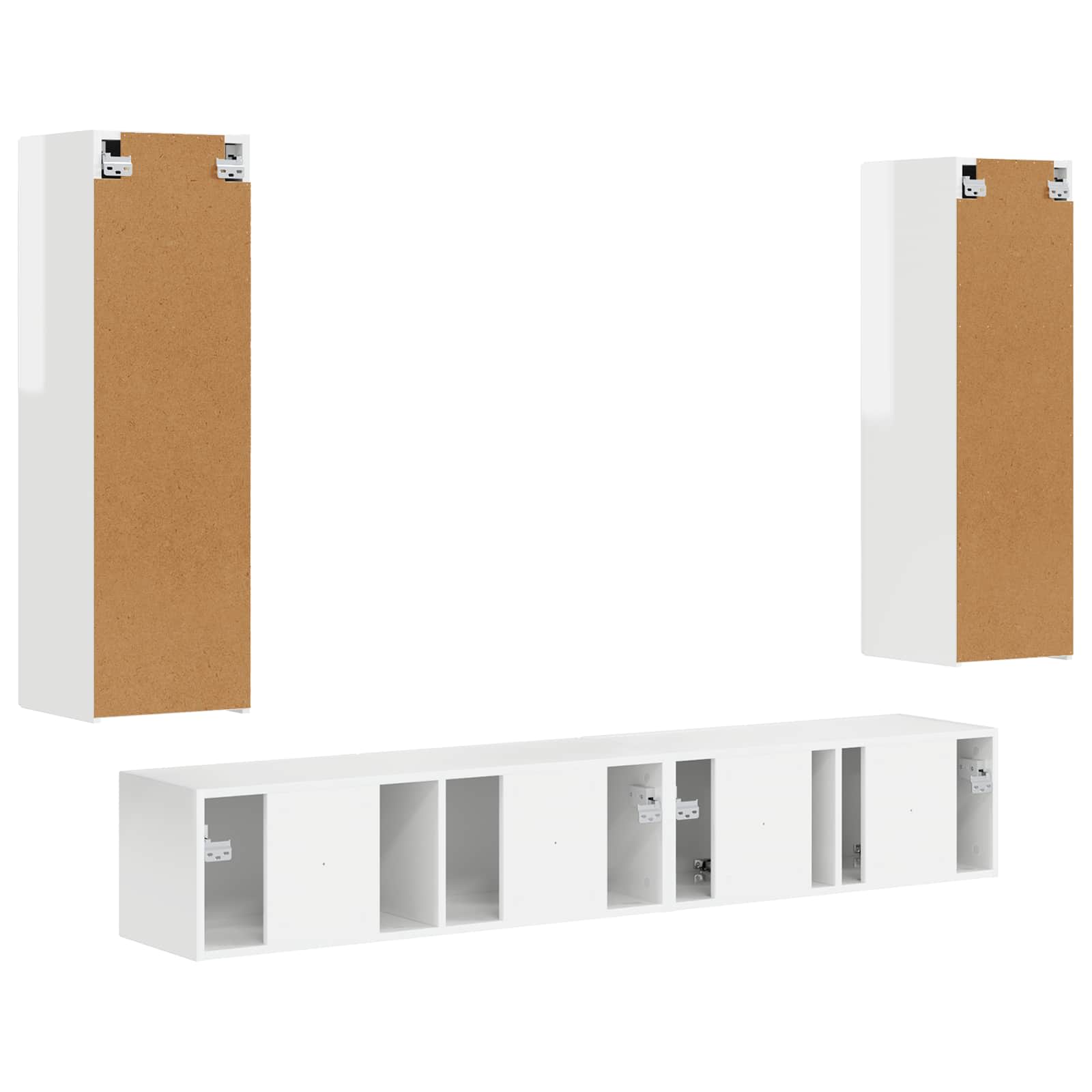 Set mobile TV 3 pcs Bianco Lucido Legno multistrato 3408983