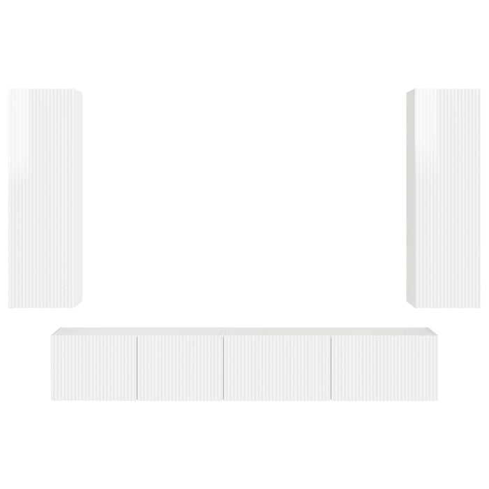 Set mobile TV 3 pcs Bianco Lucido Legno multistrato 3408983