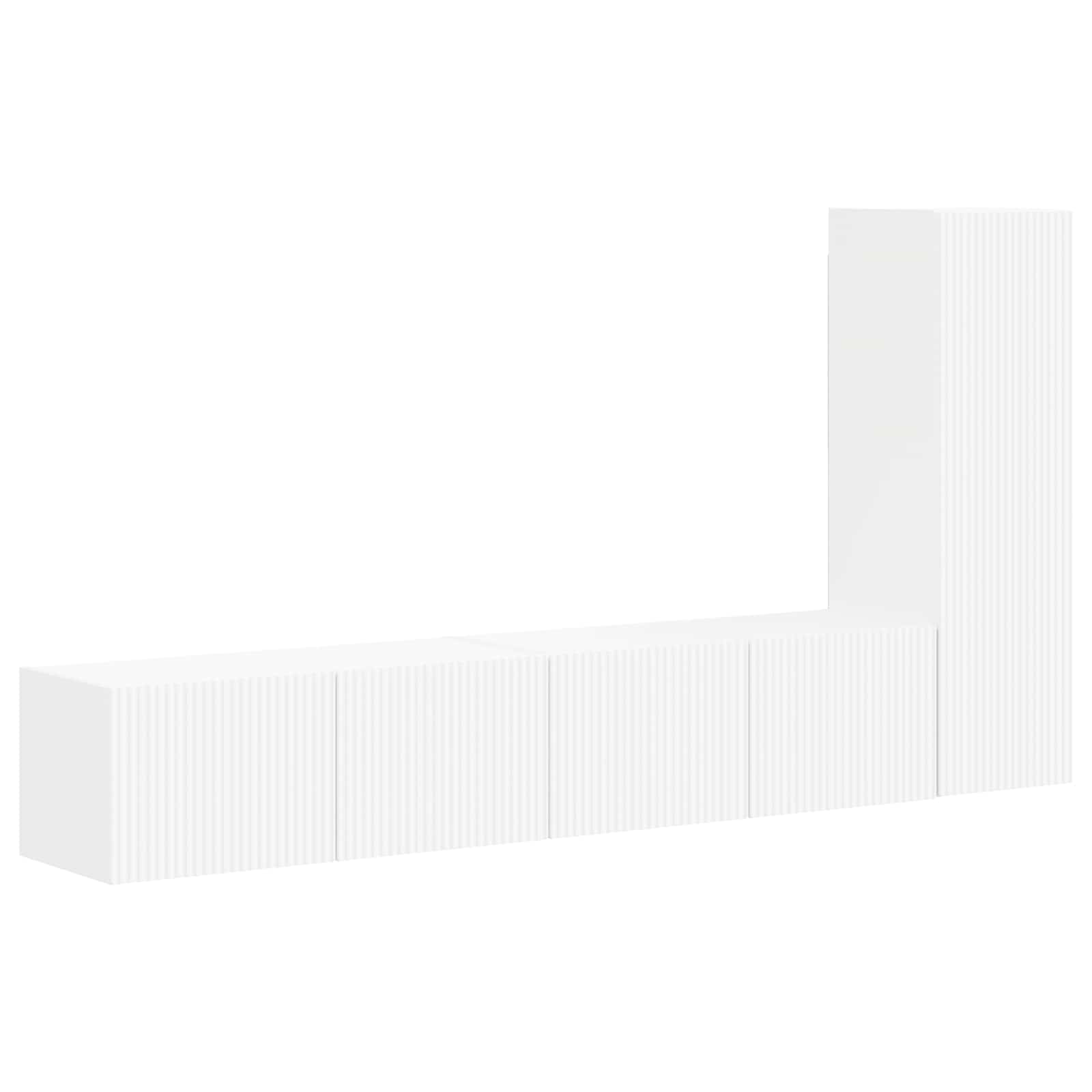 Set mobile TV Montaggio a parete 2 pcs Bianco Legno multistrato 3408988