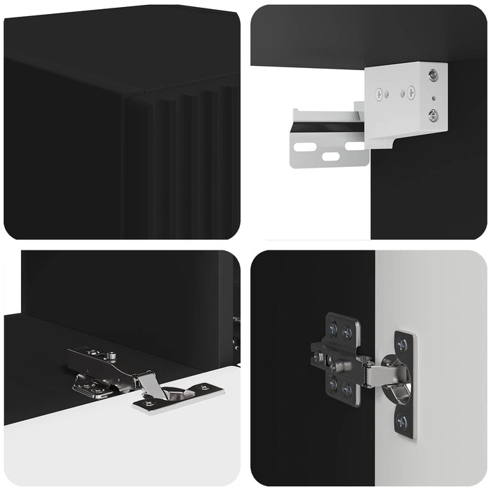 Set mobile TV Montaggio a parete 2 pcs Nero Legno multistrato 3408989