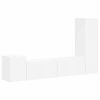 Set mobile TV Montaggio a parete 4 pcs Bianco Legno multistrato 3408997